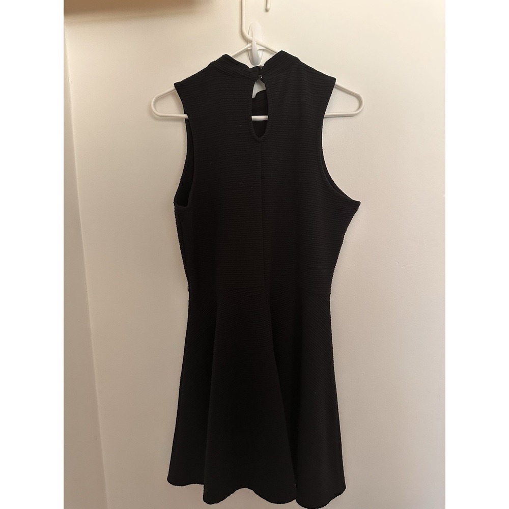 Decree Women's Black Fit & Flare Knit Dress Mock Neck Keyhole Short‎ XL